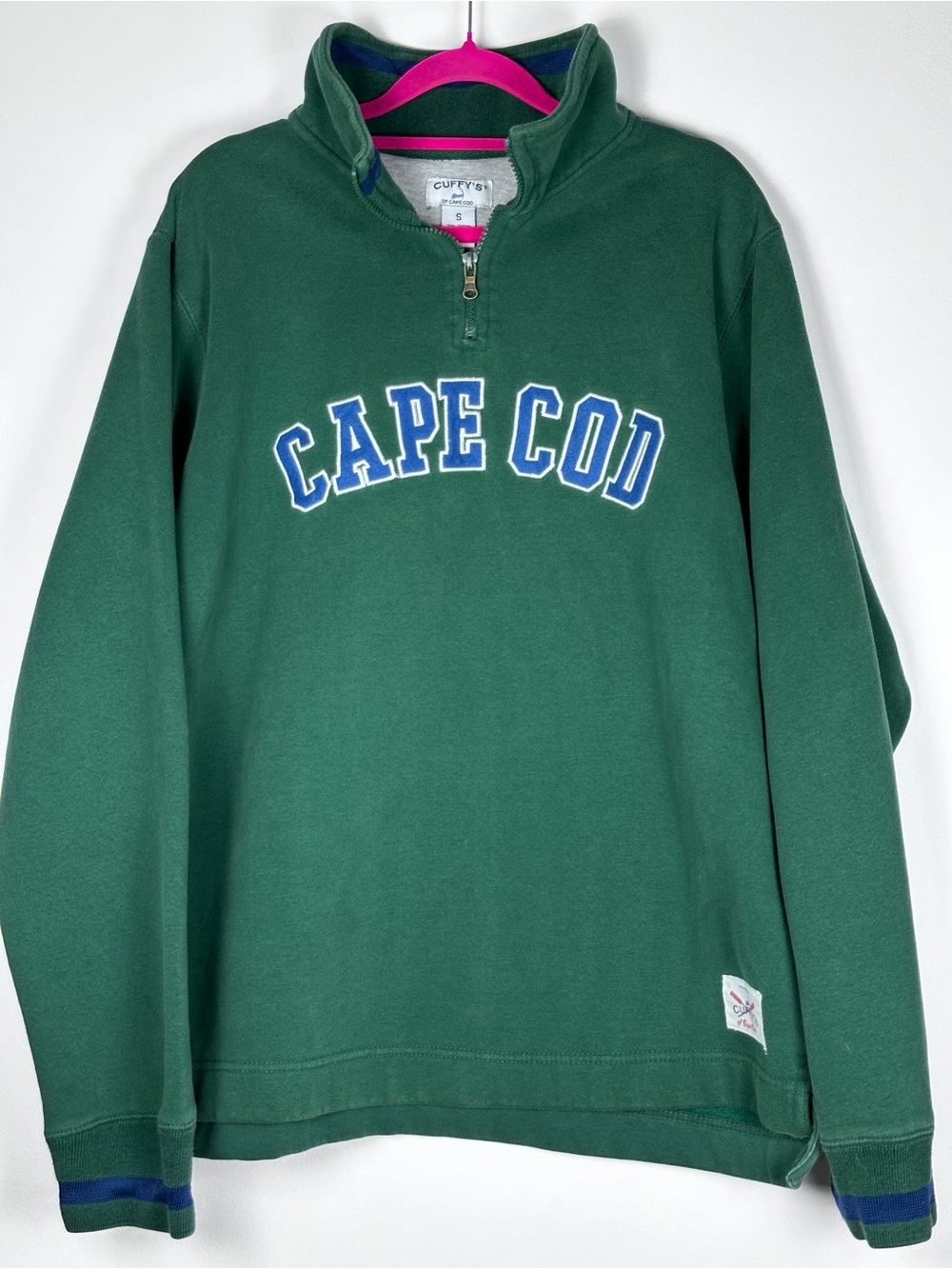 Cuffy’s of Cape Cod Quarter Zip Sweatshirt Size S Green Preppy Coastal